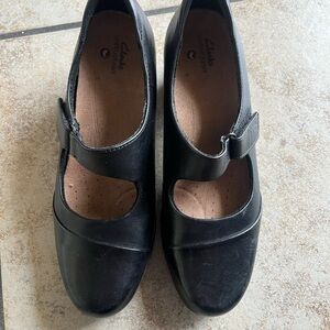 Clarks Women's Black Flats with Strap